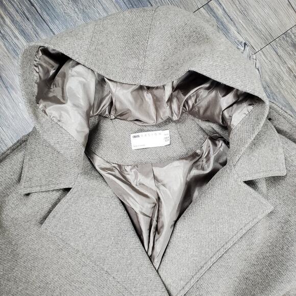 ASOS DESIGN Slouchy Belted Coat with Hood in Mushroom Size 16 Plus Casual - Picture 9 of 16